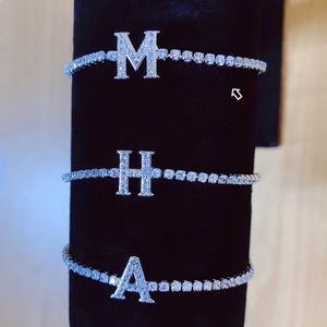 Diamanté Fine Initial Bracelet "M"